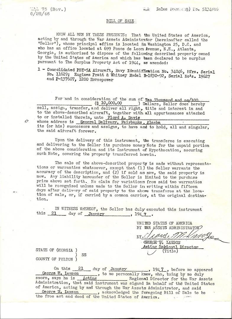 Totem Bill of Sale (PBY)