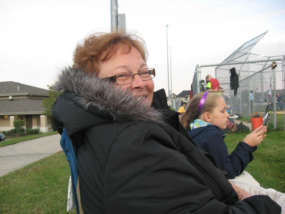 Nancy Flaws looking fairly warm with winter parka