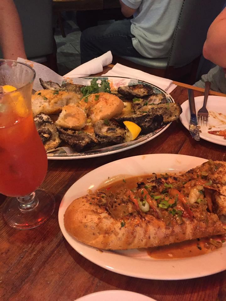 Eating at Mr Eds oyster bar in New Orleans