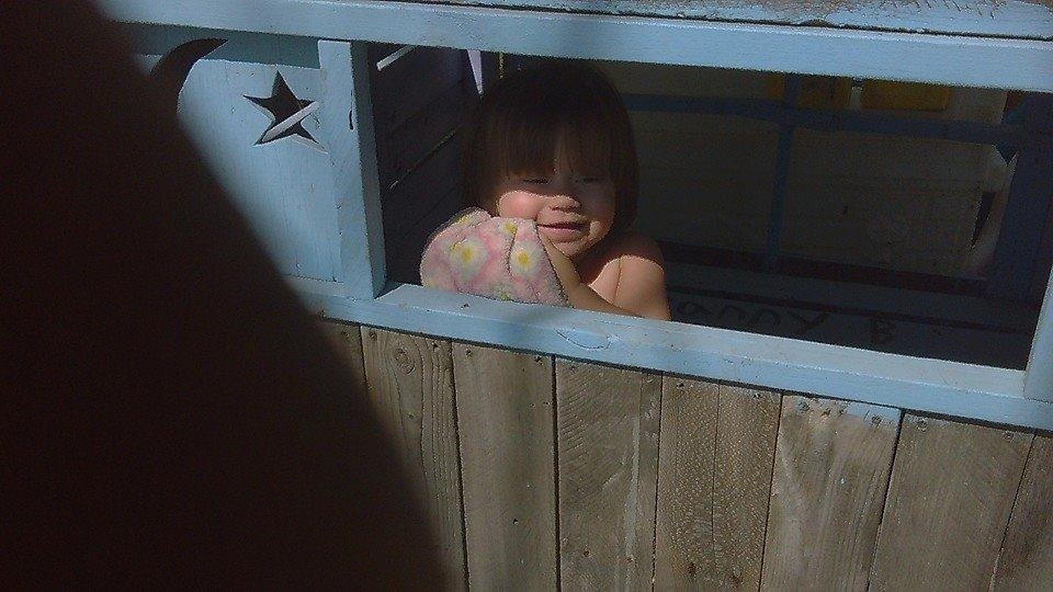 Kora in her play house at our new place.