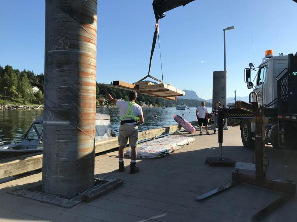 We had a successful shipment from Gibsons building supplies early this morning. Brent Tom and I are at the Gibsons dock before 8 AM to load the shipment. It was a good day, the water was calm the loading went well and it ju