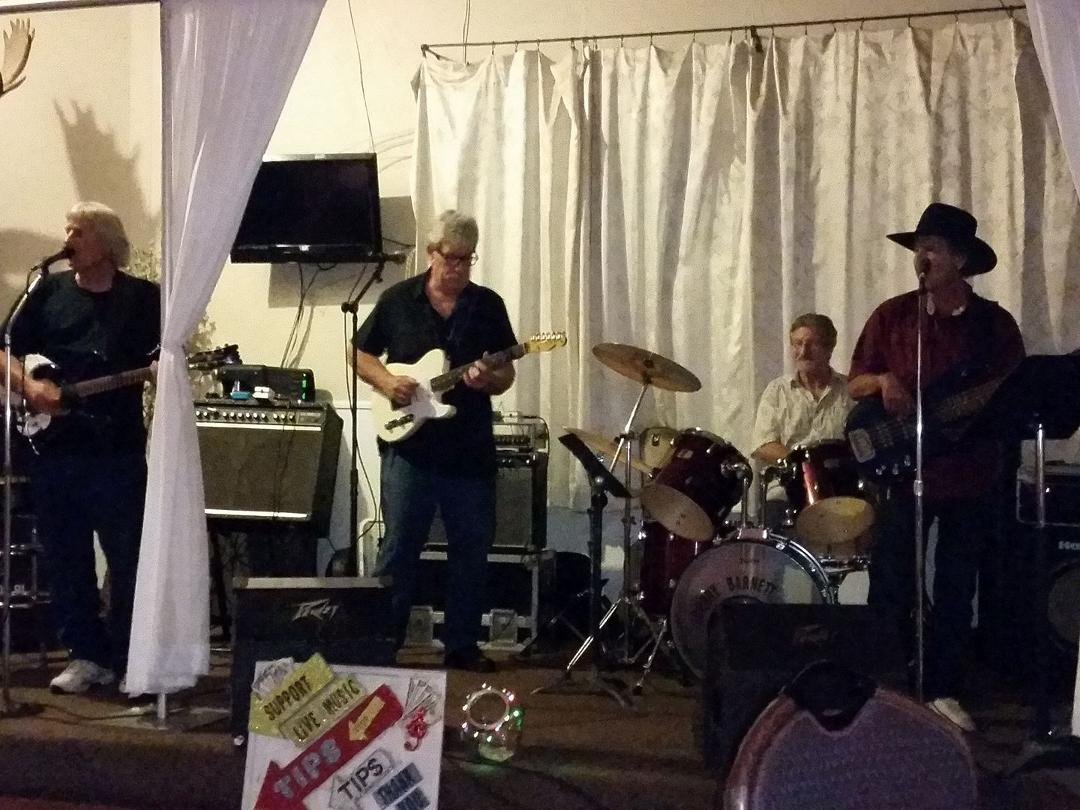 Banny Bannister, Mike Hall, Johnny Barnett and Bryan Lonbeck. Valley Fever a band at the Moose.
