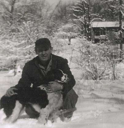 Dad and Tug in that same deep snow.
