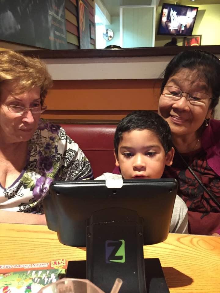 Two grandmas with Seth. Lola Beth (Beth Cequina) and grandma(Sandy Algaze)