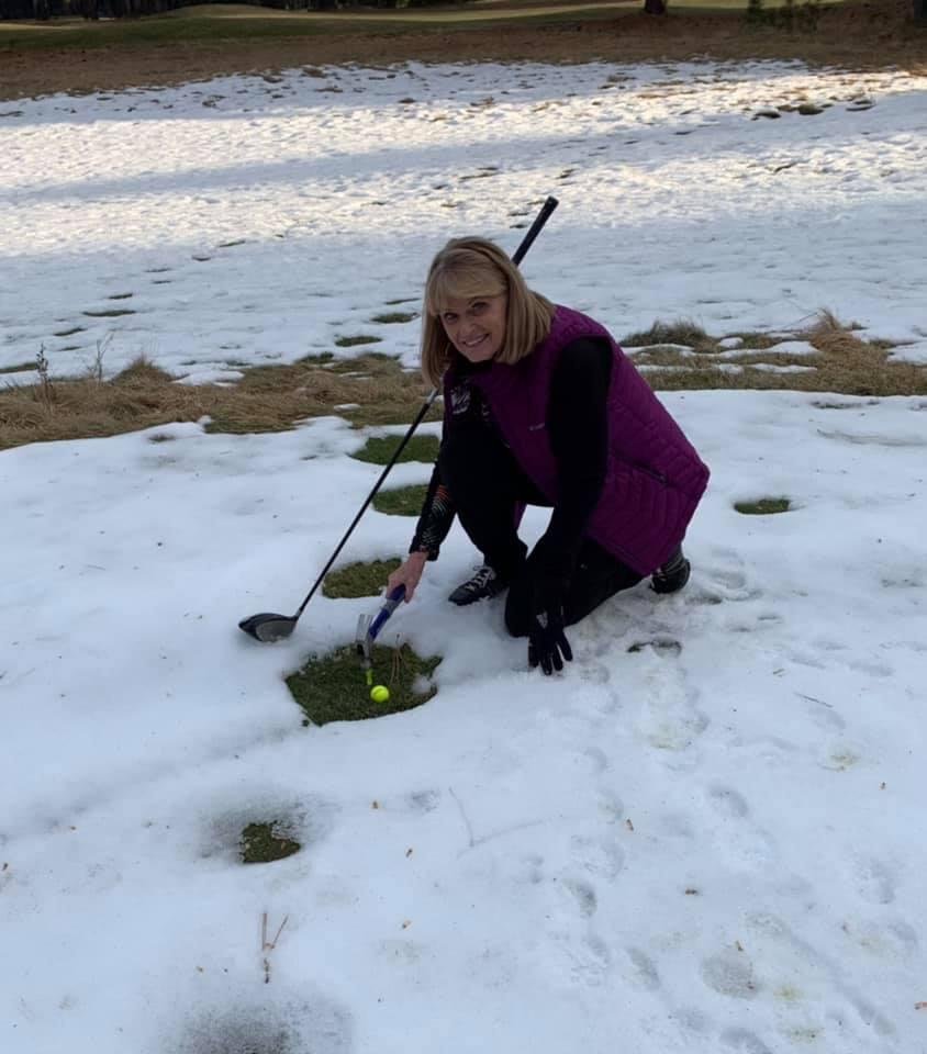 Beautiful day to golf. Ground a little hard, so had to use a hammer to put the tee in at Widgi Creek Golf Club