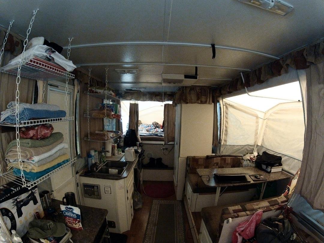 GoPro interior view of our lovely camper - celebrating 10 years next month.