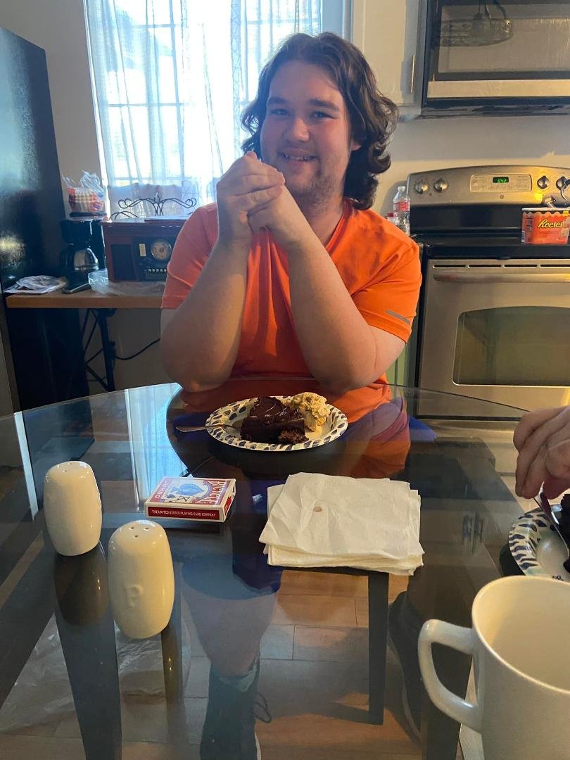 This was chocolate cake and ice cream at the house where we stayed.