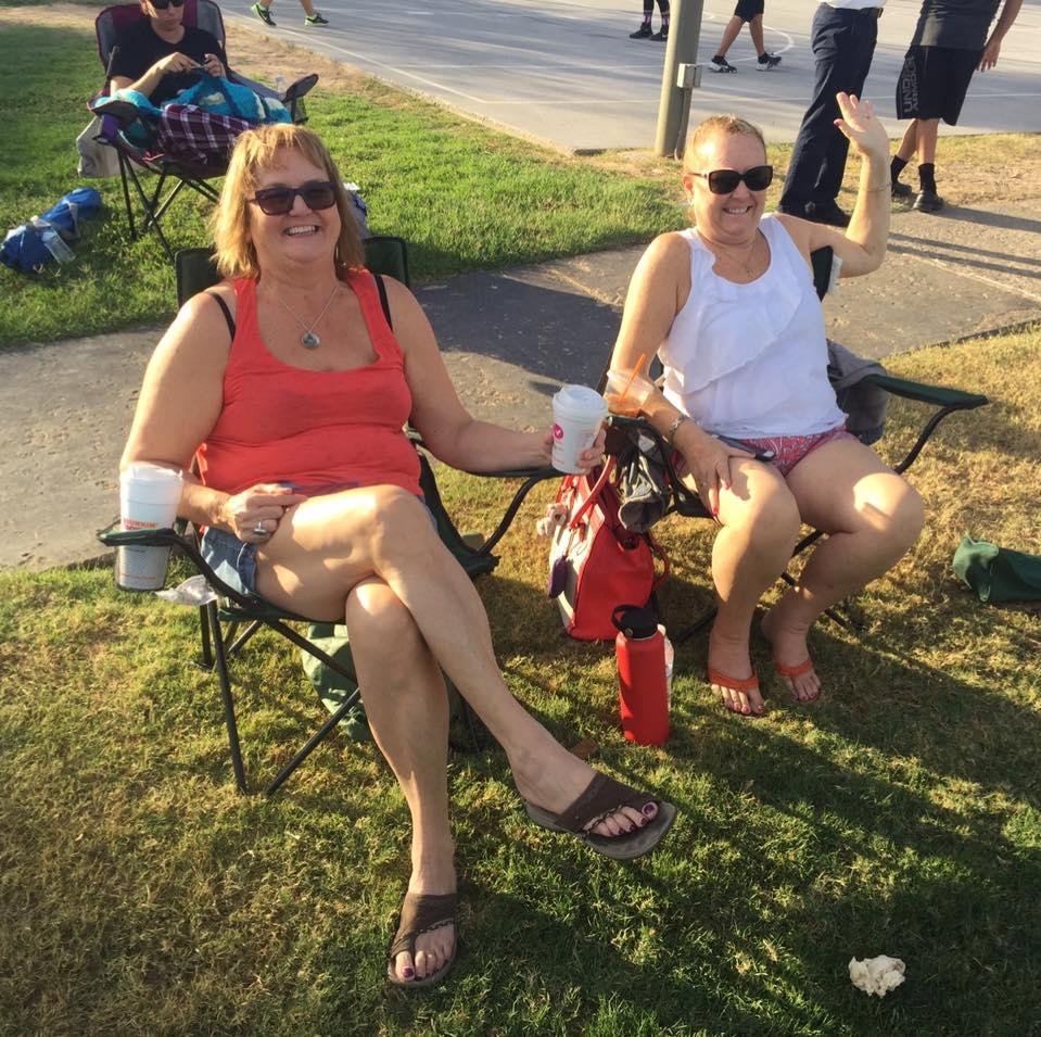 Alice French and Jackie Grosset watching Aidean Garcia,'a soccer game in Yuma Arizona!