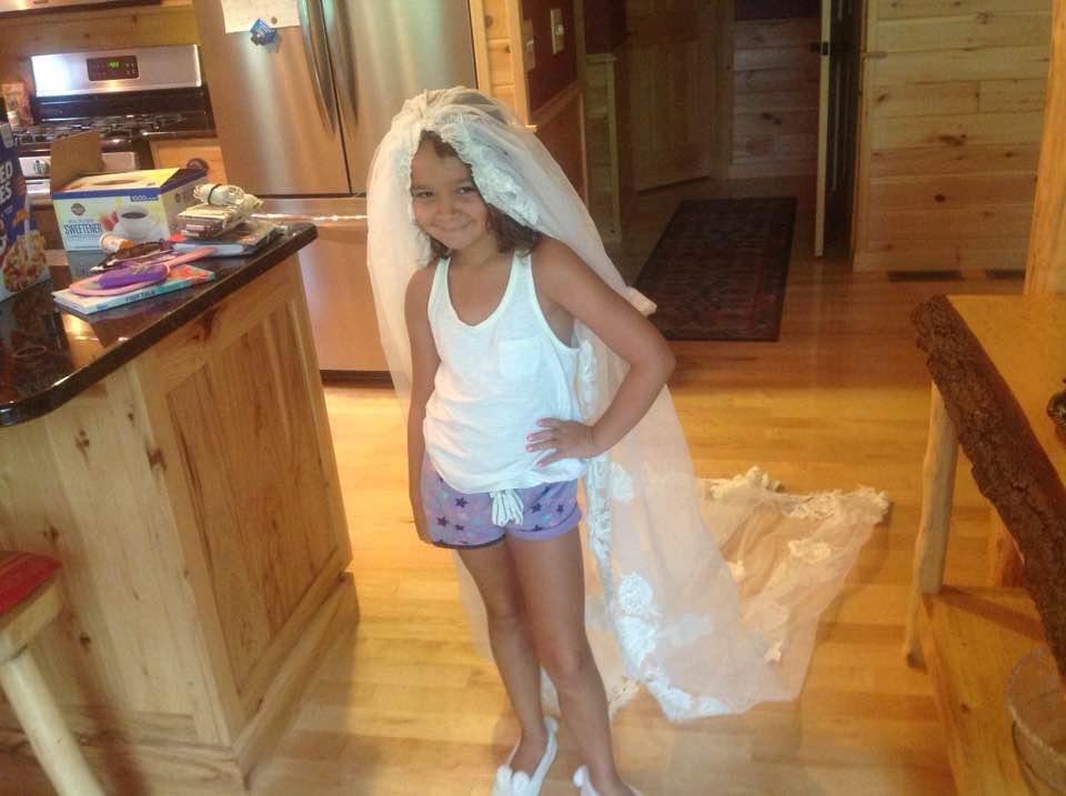 Dress up time with part of Nana's wedding veil 💛