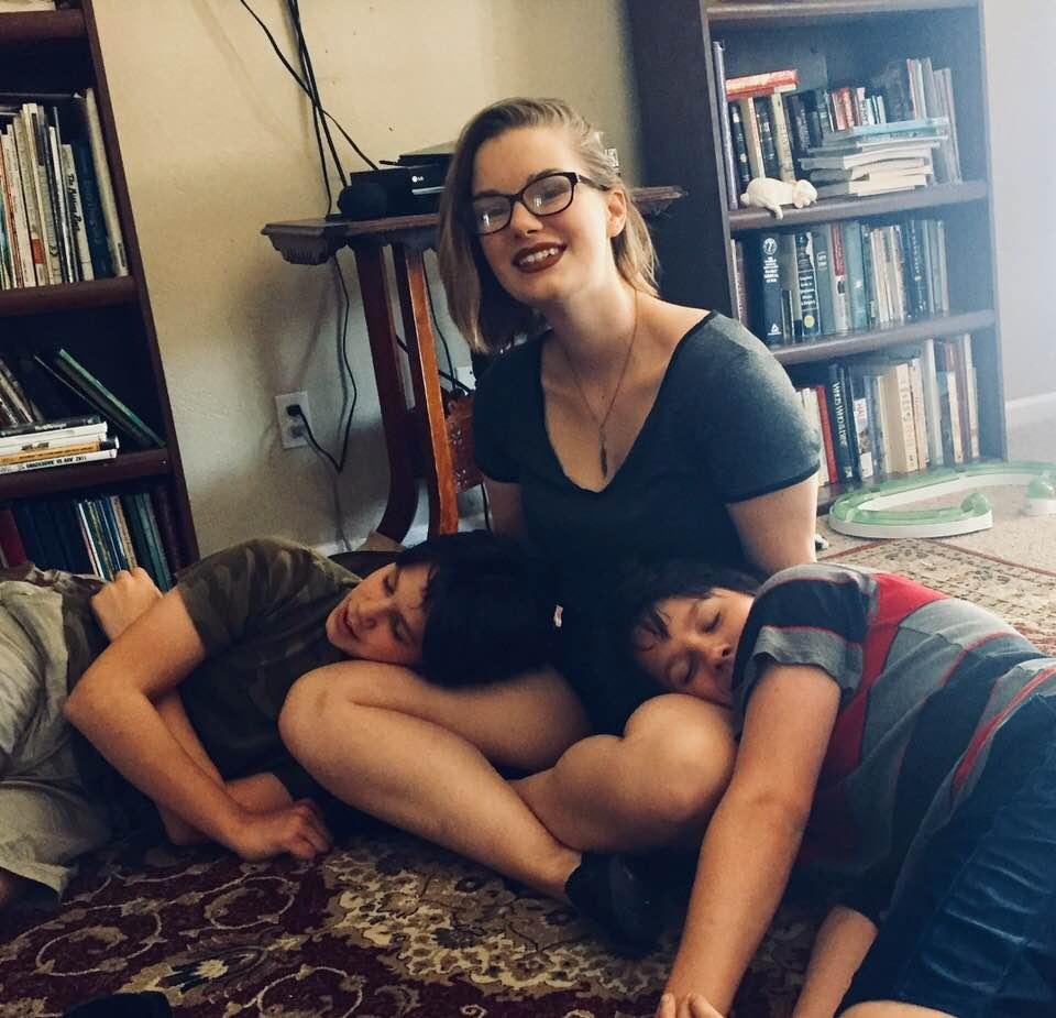 Mikie and Ricky loving on Emily.  She is like sunshine when she visits❣️💕💕😍