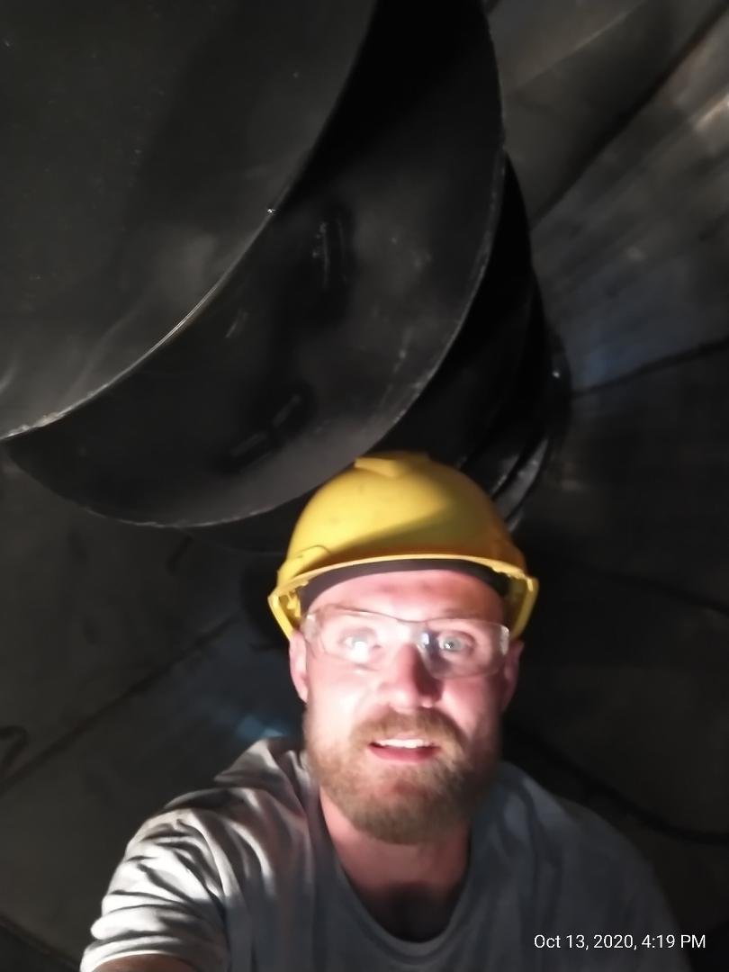Inside 14 ton vertical blender almost done