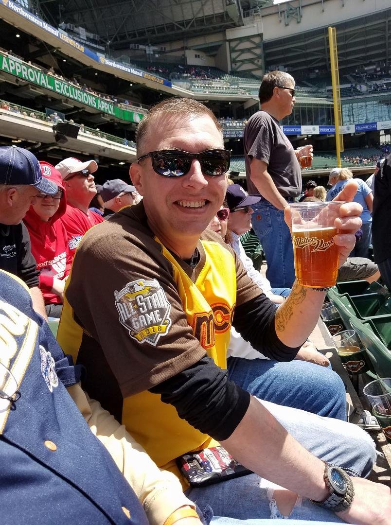 At Miller Park. A well deserved day off for Chef!
