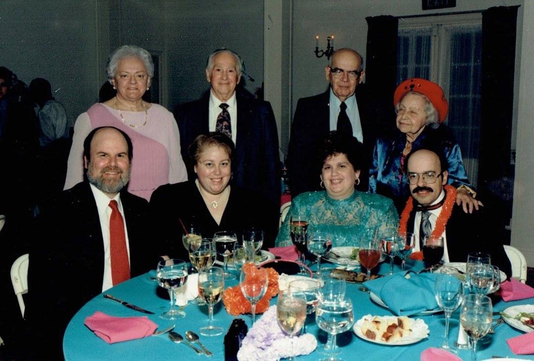For Fathers Day - Back row, left to right, Anna, my father, Ron's father, and Ron's mother. Front row, left to right, Uncle Steve, my sister, me, and Ron
