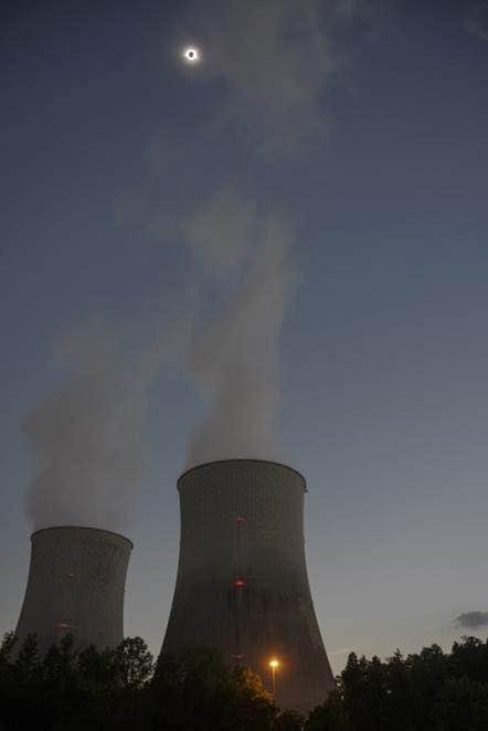 Solar eclipse at the cooling towers
