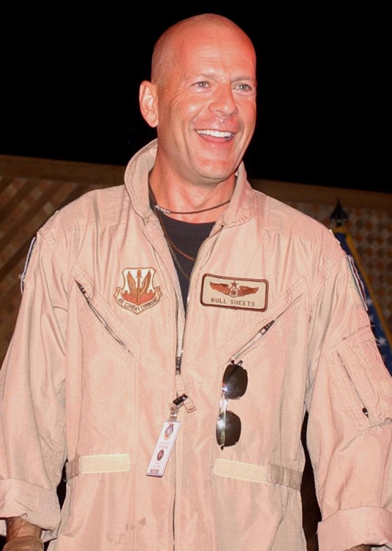 Mr. Bruce Willis USO tour Al Dhafra 2003. Deployed with Jimmy Randol.