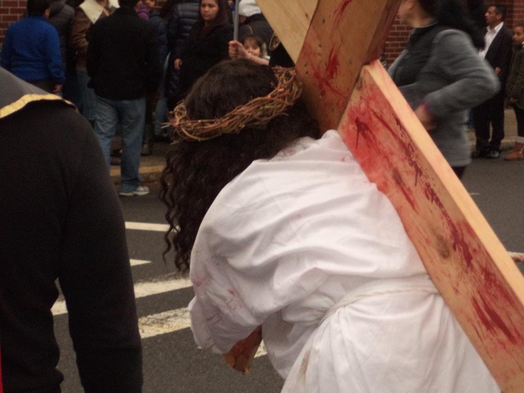 Every Good Friday In East Somervile there is a Passion Play along Perkins Street where I live this is a picture from yesterday . Happy Easter