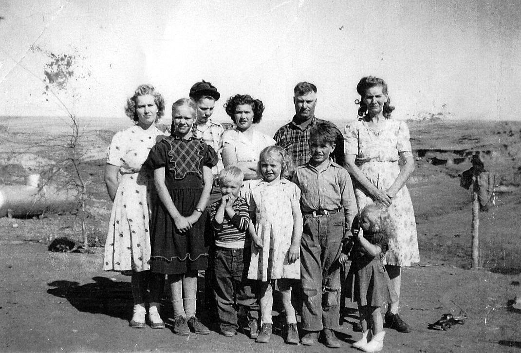 Found an old photo of my Grandma & Grandpa Olson. This is eight of the younger kids, 6 have left home. Lefty