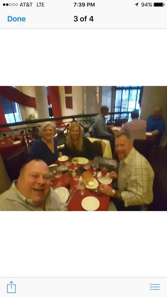 Enjoying dinner with our dear cousins