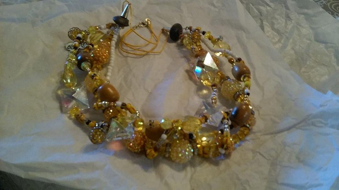 This is the beautiful necklace my granddaughter made for me for my birthday.