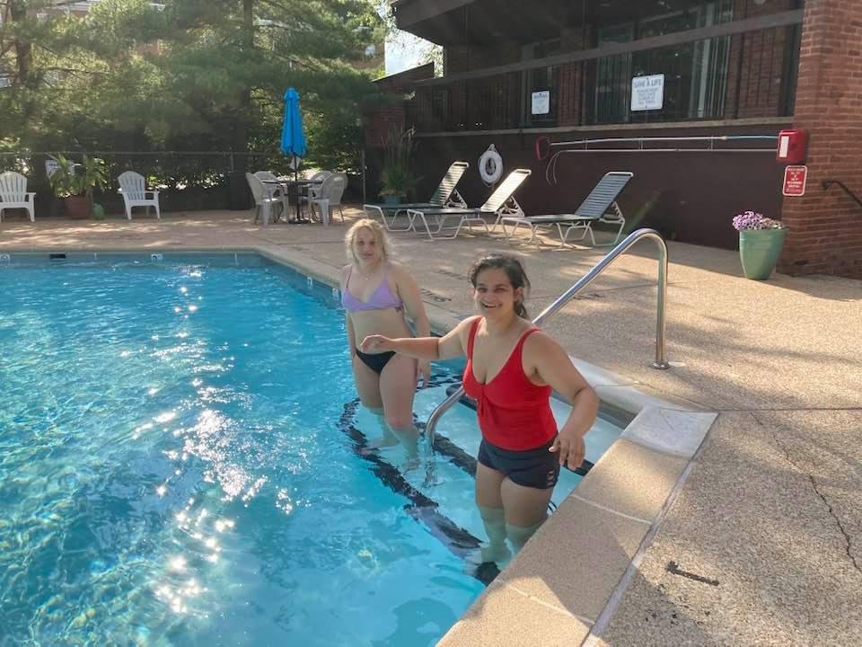 Paige and friend at CDR pool today