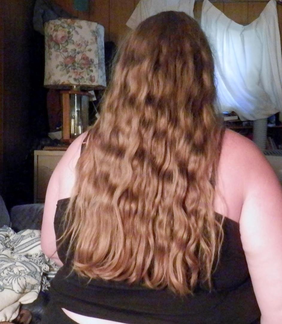 the Length of my hair.
I can't believe that my hair is almost to my butt. My husband like the hair too. I grew it out for him cause he asked me to. now he says it to long cause he ends up Laying on it and having it on his f