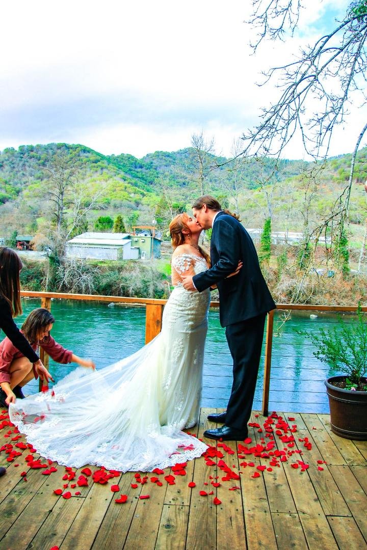 My son Mark and fiancee Sunaura had to cancel the big wedding planned for last June but the marriage couldn't wait any longer.  On January 30th, they exchanged the most sincere and beautiful vows overlooking the Rogue River.