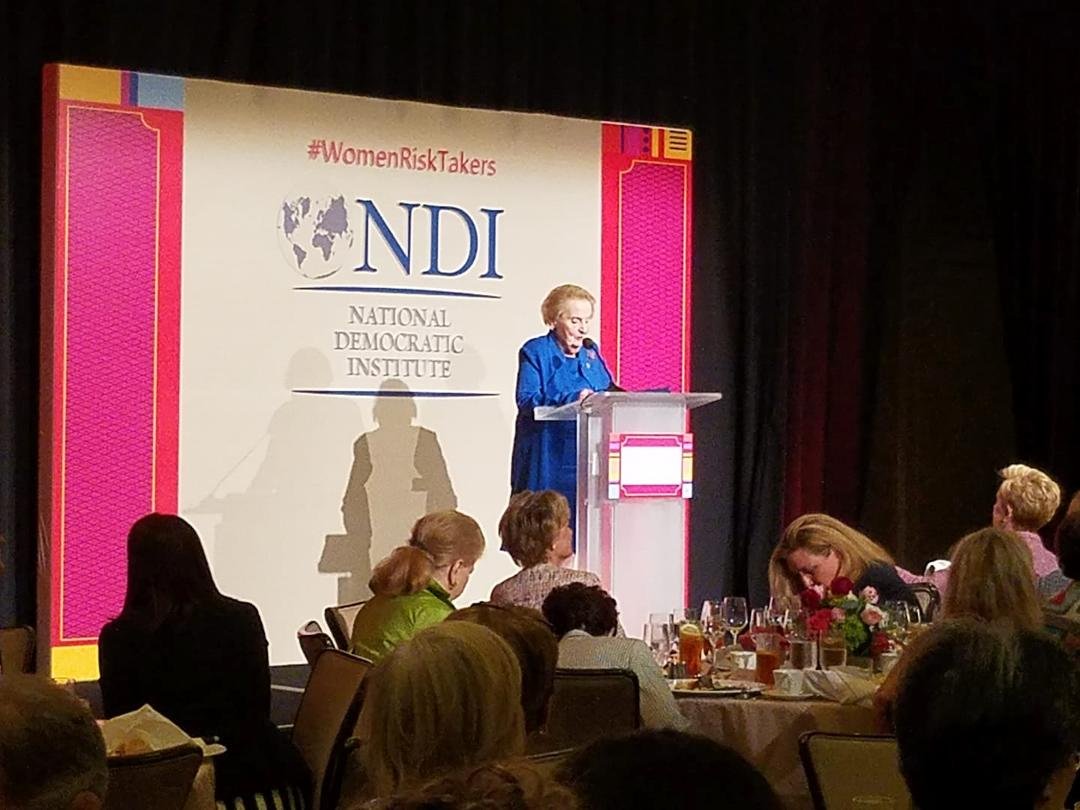 Lunch will Abigail Spanberger and Madeleine Albright, Four Seasons Washington today.