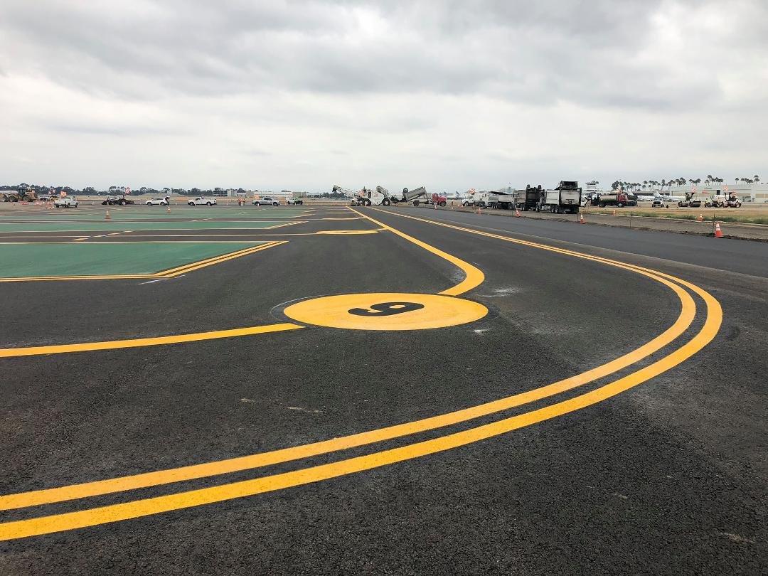Stripe the new run up area for smaller aircrafts as part of the Improvement of the Runway 7R-25L at the Long Beach Airport.
