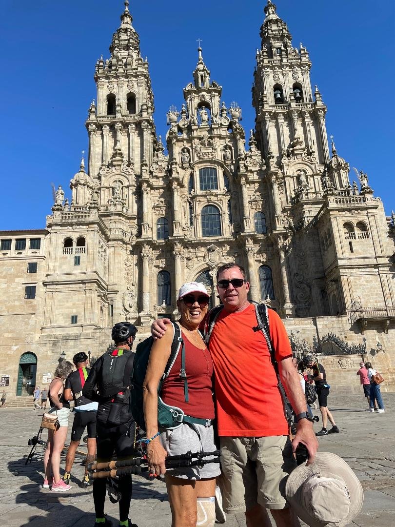 Walking the way if St James.   The finish at Compostela de Santiago.