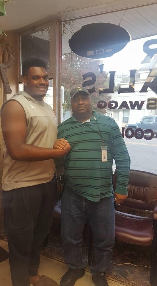 Ronnie Stanley of the Baltimore Ravens #79 and John Beard. He wants me to play next to him.