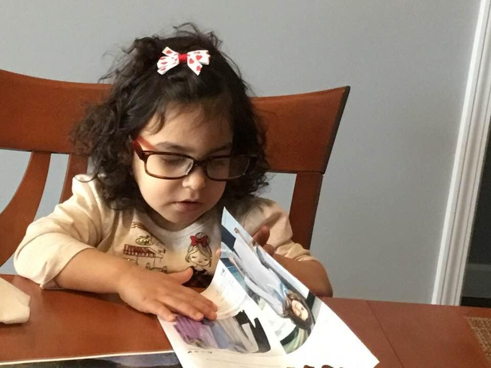 Granddaughter Vivian decided she needs grandma’s reading glasses.