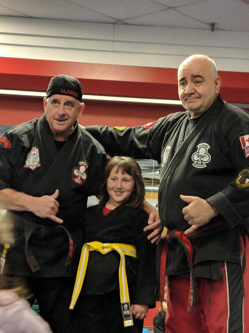 Very proud of my granddaughter Charlotte for surviving a very tough Kajukenbo yellow belt test.