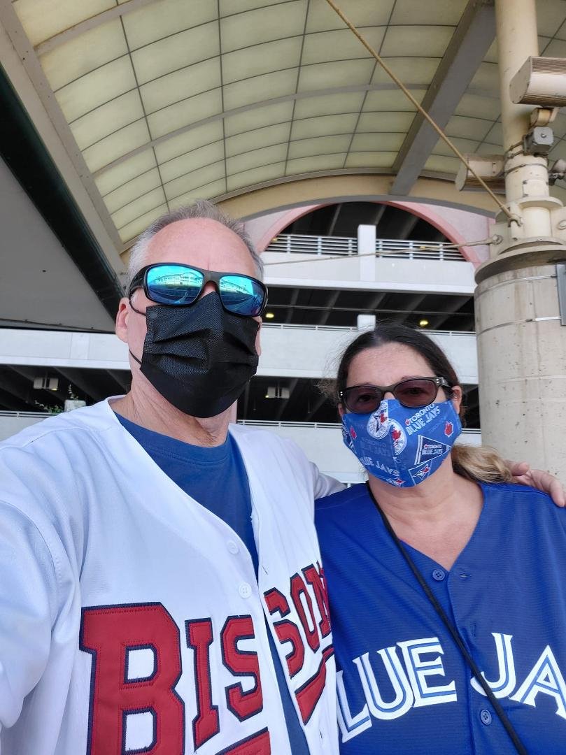 On our way to our socially distant Blue Jays game!!