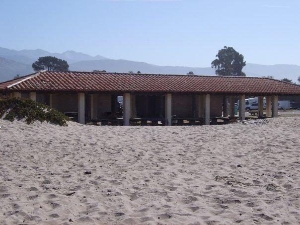 View of picnic area from beach