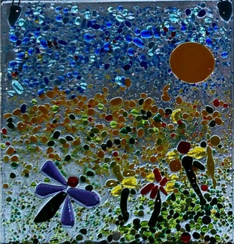 Here's a fused glass piece I made for a Christmas gift.