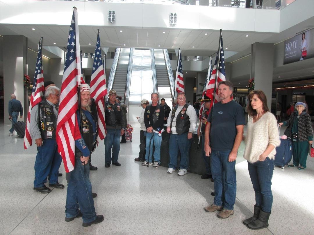 While picking up my sister at the Sacramento Airport met John Steiner and the Patriot Guard who were there to greet a returning veteran. Thank you for your service Patriot Guard.