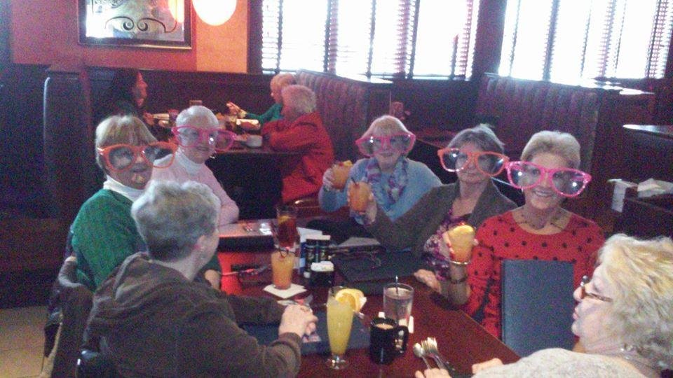 Beach girls celebrating spring at Houlihans.
