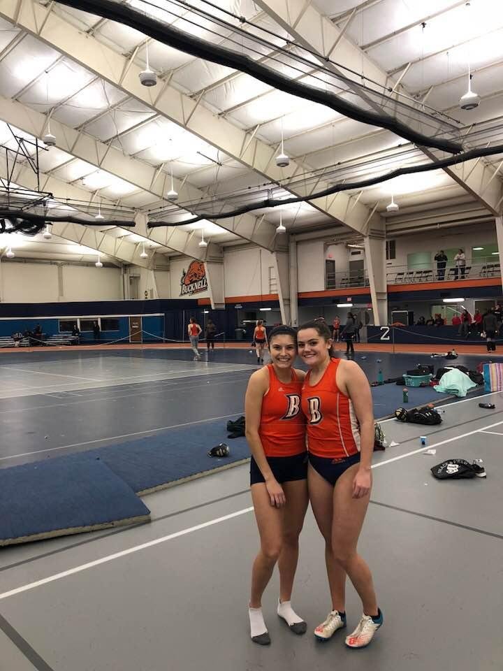 Emily and her roommate Katie at their first track meet at Bucknell.