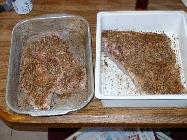 Seasoned stromi waiting to get smoked