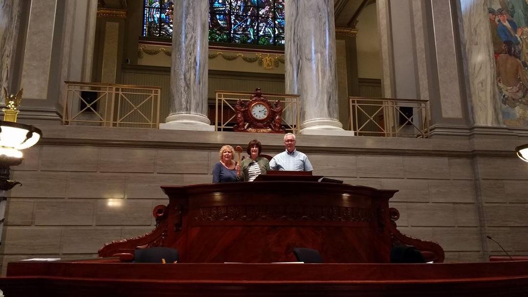 Presiding over the Senate with my staff in Jefferson City.