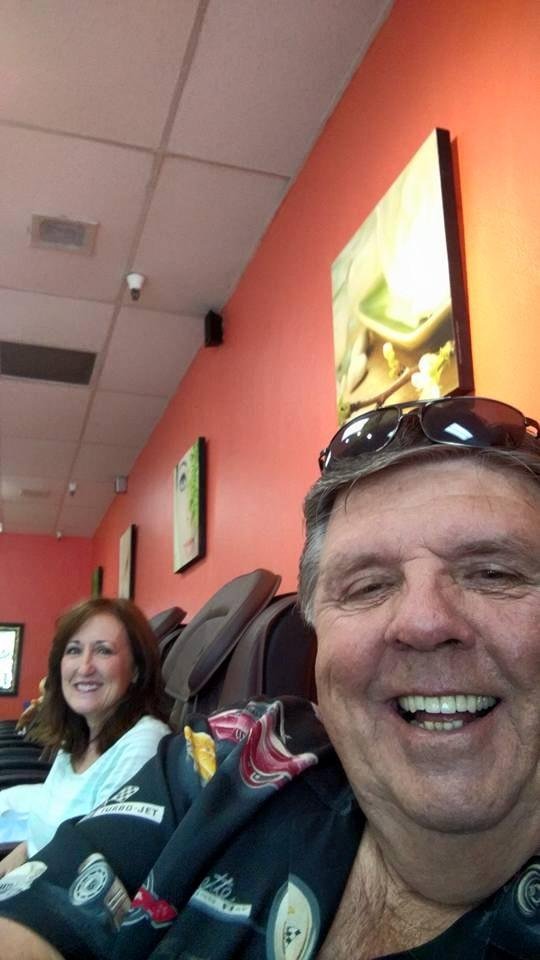 Getting pedicures to look hot for lunch in Maui