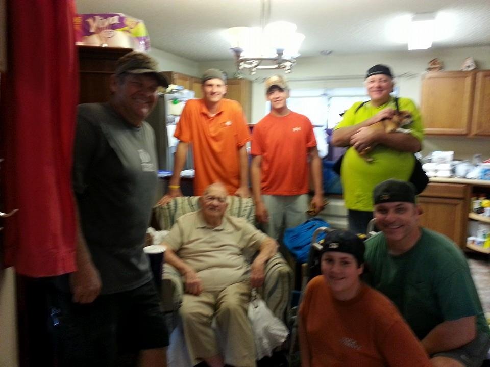 These wonderful men came to help today but they first came the day of the flood and took daddy out by boat. God truly sent his angels