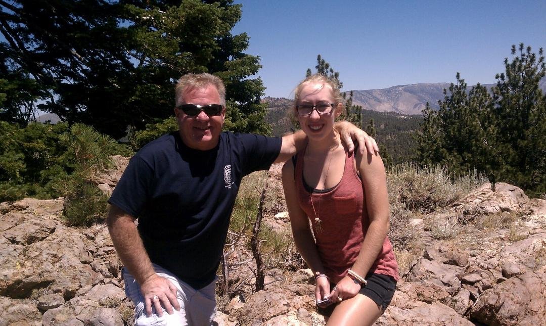 Katie & I on the top of a mtn. Overlooking the town. Beautiful day in the mid 70's