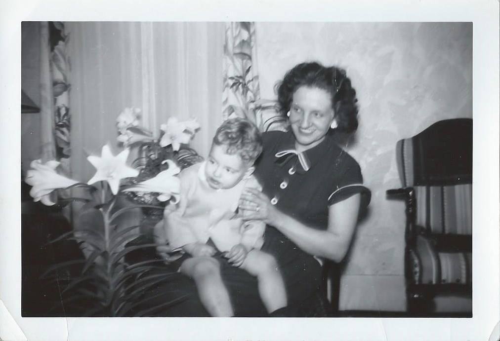 My Mother and Jim, Easter Sunday, at my Grandma and Grandpa Moeller's house..1952,