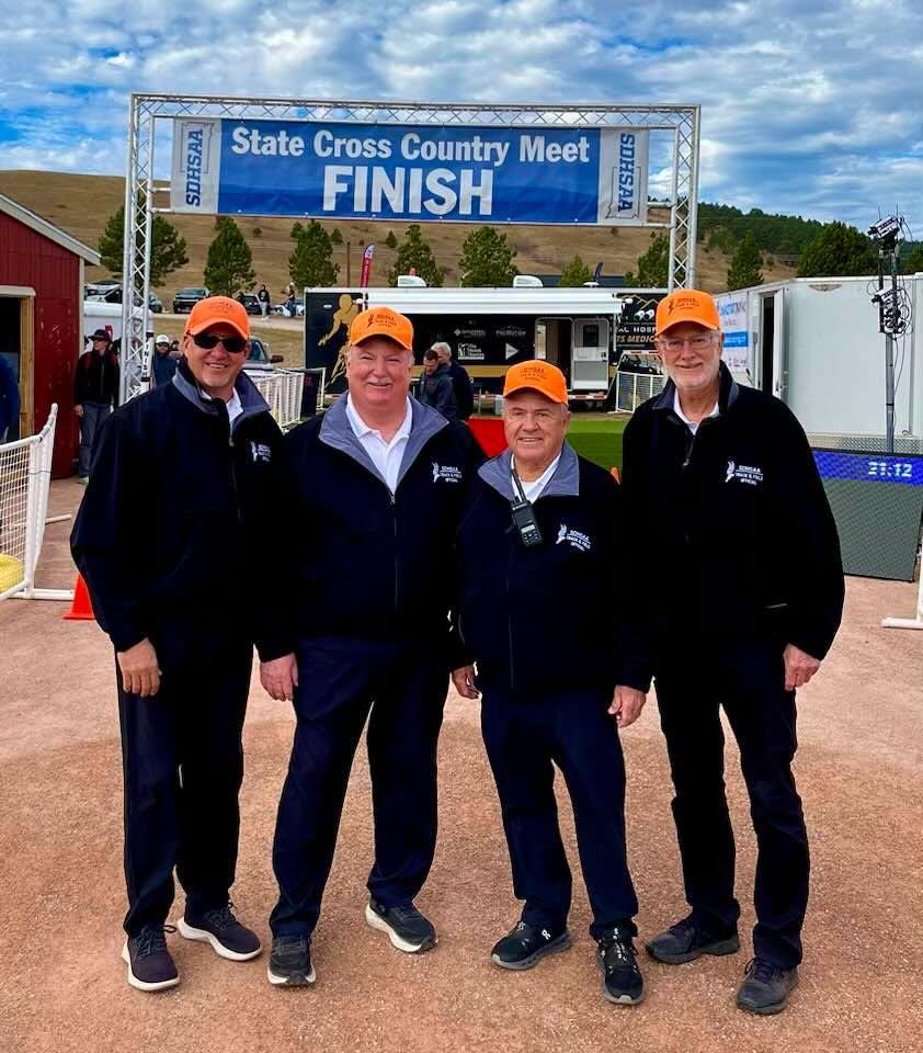 Enjoyed working with this crew at the State Cross Country Meet at Hart Ranch on Saturday. Beautiful weather and very well organized by the Rapid City Central crew. Thanks to Tim Casper, Larry Stevens and Al Koppinger for yo