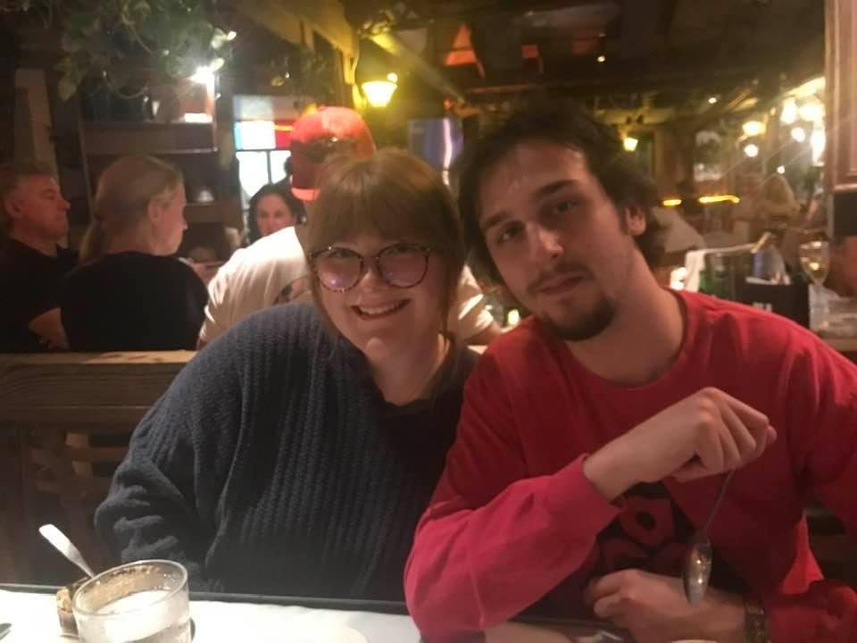 Having dinner at degas with my son and his girl friend