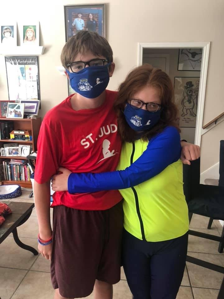 We have our St Jude mask for our fundraising this year and look at my 2 adorable St Jude patients who are cancer free modeling them for you !! If you haven’t gotten yours yet text or messenger or just order here and we’ll