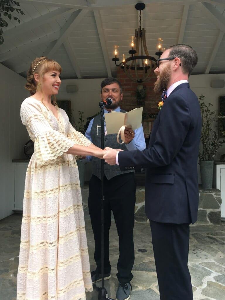 Here is my son Seth and my new daughter-in-law, Monica saying their I dos