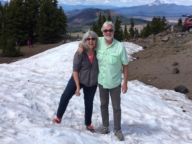 Sister Kate and me playing in the snow at Crater Lake, Oregon, July 16.