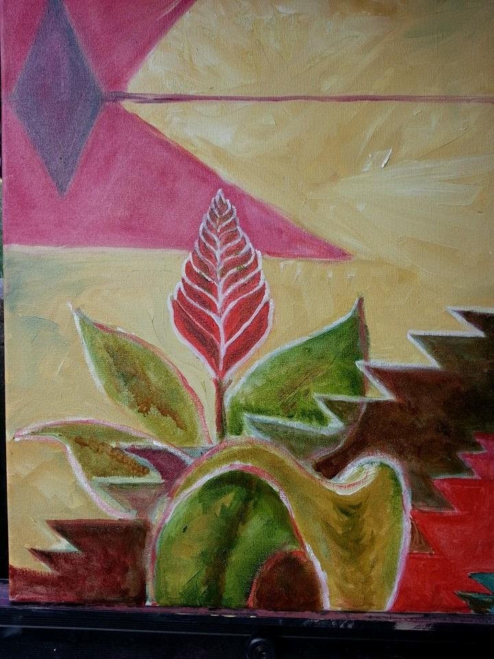 It's a beautiful day. Painting on the patio.